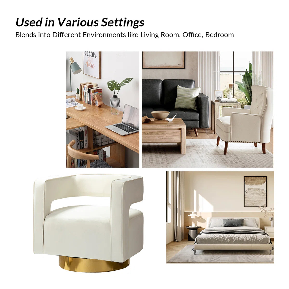 Samantha Velvet Upholstered Barrel Chair - White