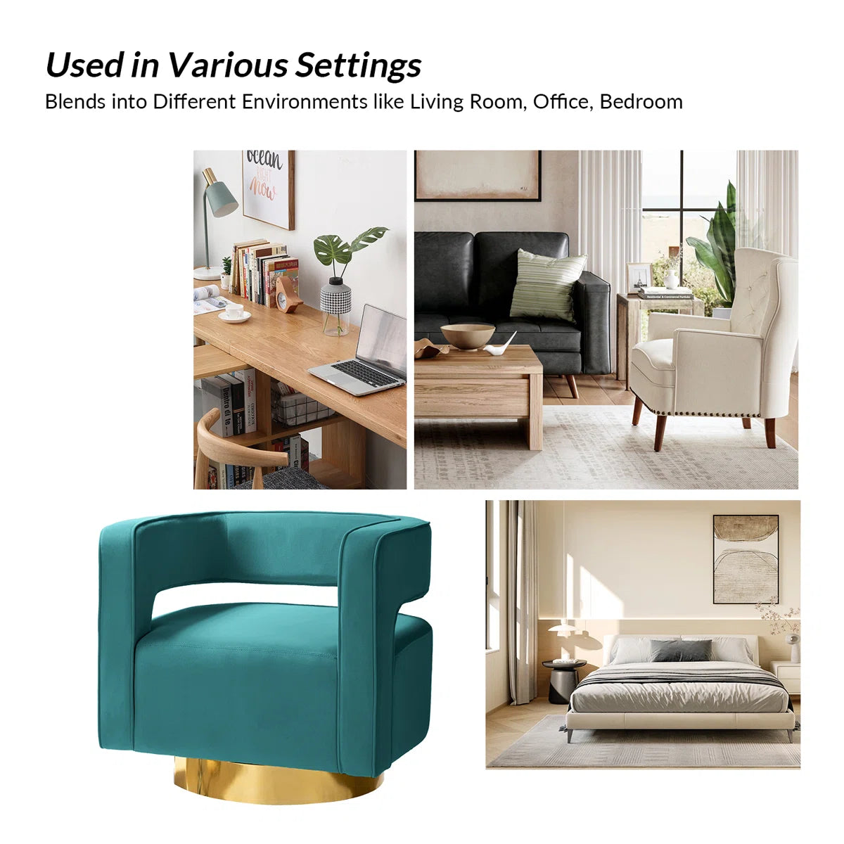 Samantha Velvet Upholstered Barrel Chair - Blue