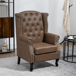 Arbela Chesterfield-style Wing Back Armchair - Brown