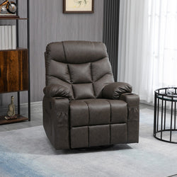 Brown leather recliner chairtable