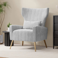 Reece Elegant Velvet Armchair - Grey
