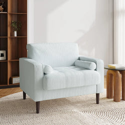 Quinn Corduroy Tufted Armchair - White