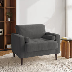 Quinn Corduroy Tufted Armchair - Grey
