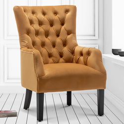 Nori Velvet Tufted Wingback Accent Chair –  Gold
