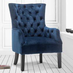 Nori Velvet Tufted Wingback Accent Chair –  Blue