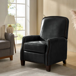 Rocky Classic Genuine Leather Recliner - Black