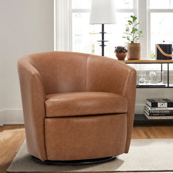 Perrin Swivel Barrel Accent Chair - Brown