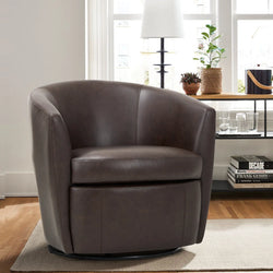 Perrin Swivel Barrel Accent Chair - Chocolate