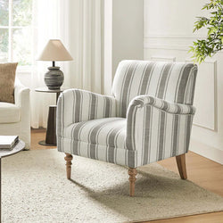 Lily Classic Striped Upholstered Accent Chair - Grey/White