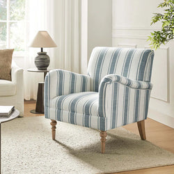 Lily Classic Striped Upholstered Accent Chair - Blue/White