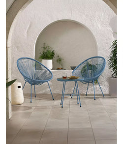 Sorrell Modern Egg Chairs with Round Table - Blue
