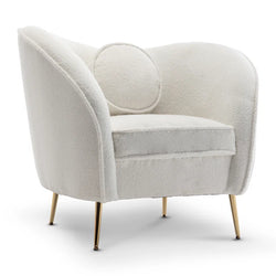 Belle Luxury Accent Armchair - White Boucle