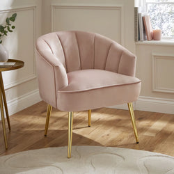 Delphine Modern Velvet Tub Chair - Blush Pink