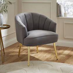 Delphine Modern Velvet Tub Chair - Grey