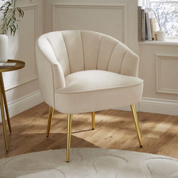 Delphine Modern Velvet Tub Chair - Beige