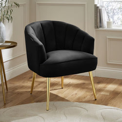 Delphine Modern Velvet Tub Chair - Black