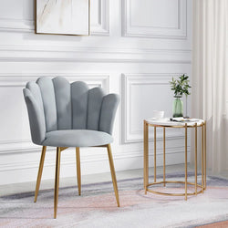 Candance Velvet Shell Accent Chair -  Grey