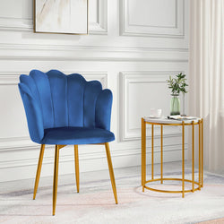 Candance Velvet Shell Accent Chair -  Navy Blue