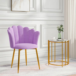 Candance Velvet Shell Accent Chair -  Purple