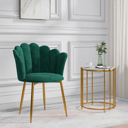 Candance Velvet Shell Accent Chair -  Green