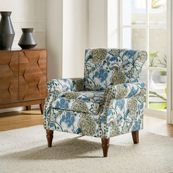 Fenella Floral Upholstered Accent Armchair - Blue