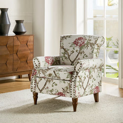 Fenella Floral Upholstered Accent Armchair - White